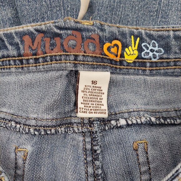 Mudd Jean Shorts Girls 16 Medium Blue Wash Denim Rolled Cuff Pedal Pushers - Picture 7 of 8